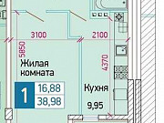 1-комнатная квартира, 39 м², 4/4 эт. Геленджик