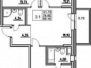 3-комнатная квартира, 80 м², 2/17 эт. Мурино