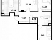 3-комнатная квартира, 96 м², 4/24 эт. Москва