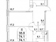 2-комнатная квартира, 75 м², 3/14 эт. Москва