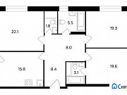 3-комнатная квартира, 105 м², 17/20 эт. Москва