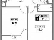 1-комнатная квартира, 34 м², 4/20 эт. Москва