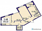 3-комнатная квартира, 89 м², 3/4 эт. Санкт-Петербург