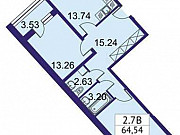 2-комнатная квартира, 64 м², 3/4 эт. Санкт-Петербург